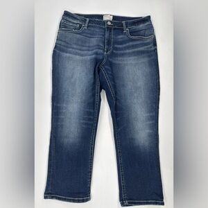 BKE Womens Gabby Jeans Size 32 Stretch Distressed Curvy Fit Straight Crop 34x25